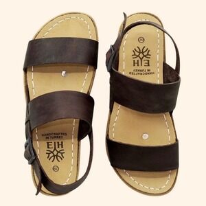 Earthing Harmony Grounding Sandals Mens 14 Black Excellent Leather Barefoot KD1